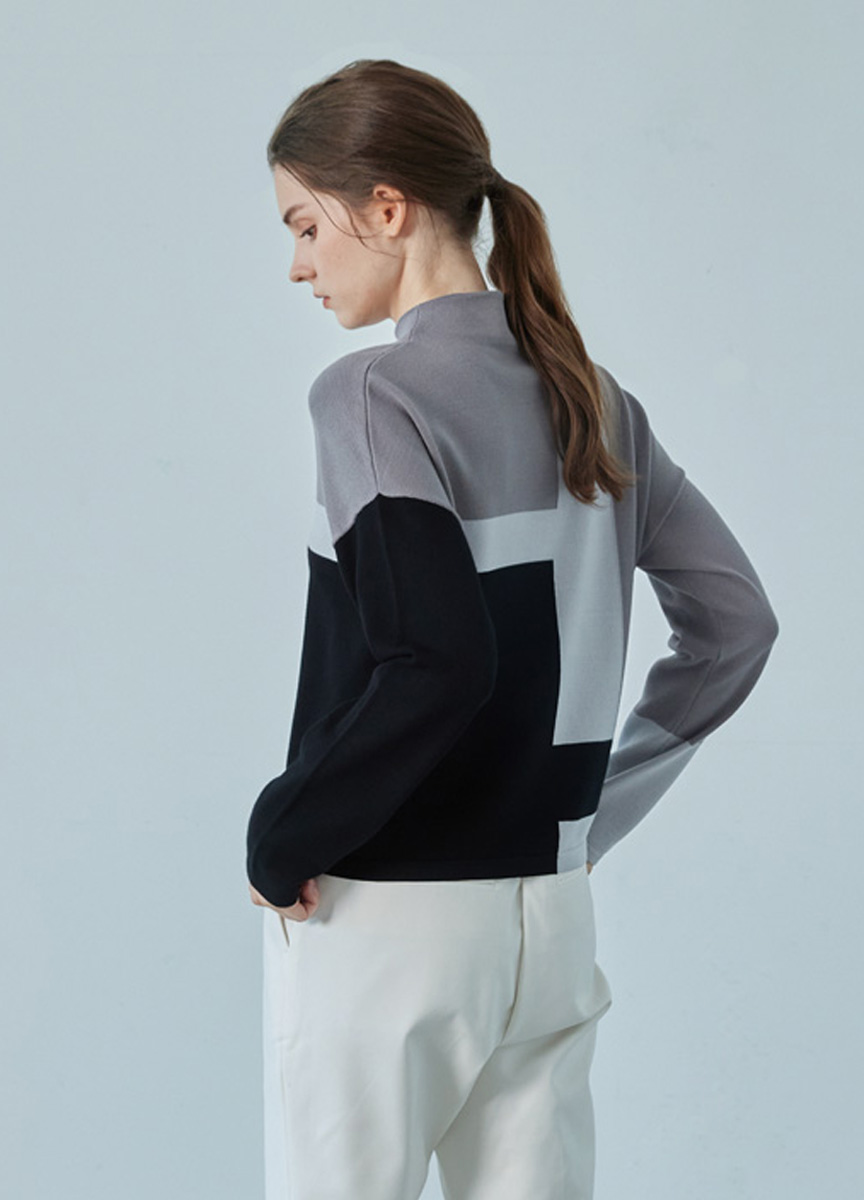 極簡風格高領針織上衣